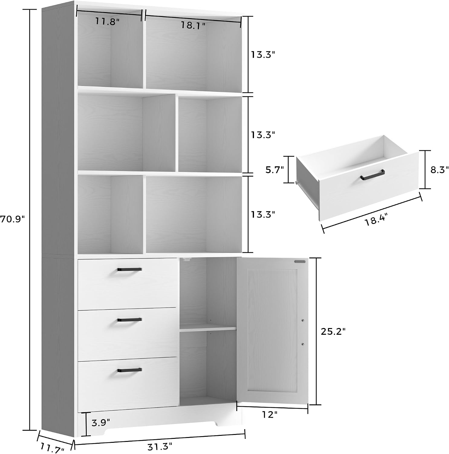 Bookcase with Drawers and Doors