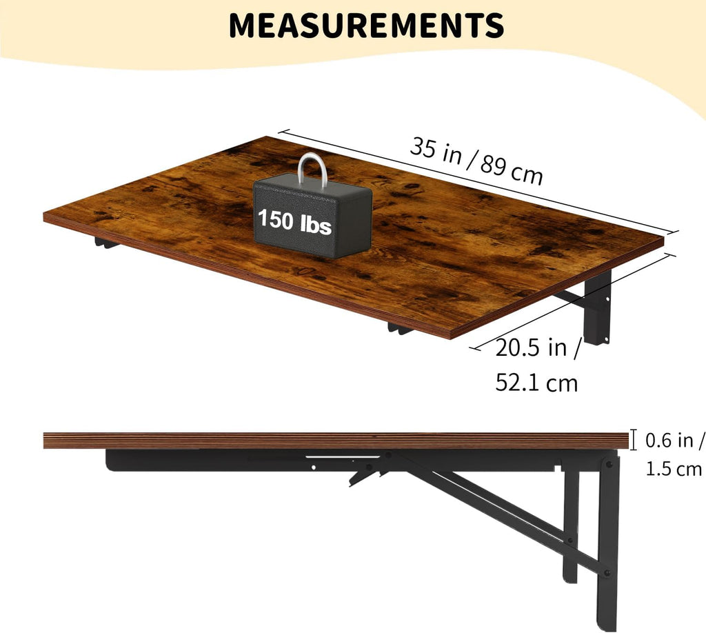 Wall Mount Fold‑Down Floating Desk