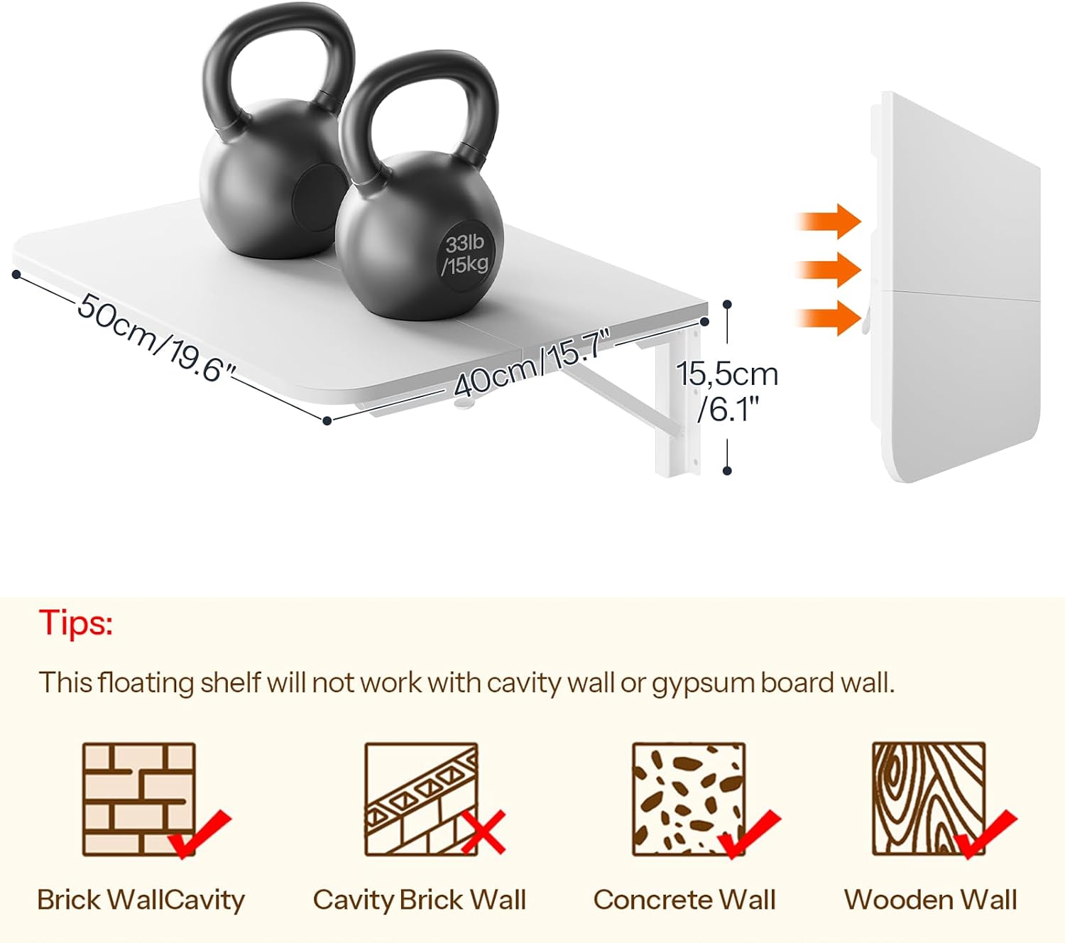 Wall Mount Folding Floating Desk