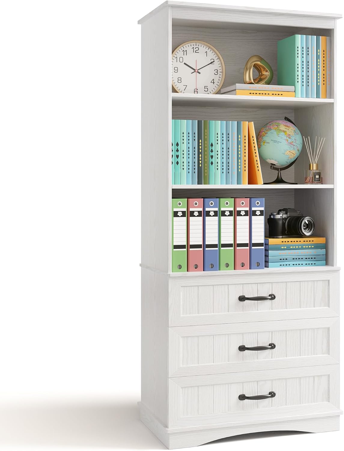 Wooden Bookcase with Drawer Cabinet