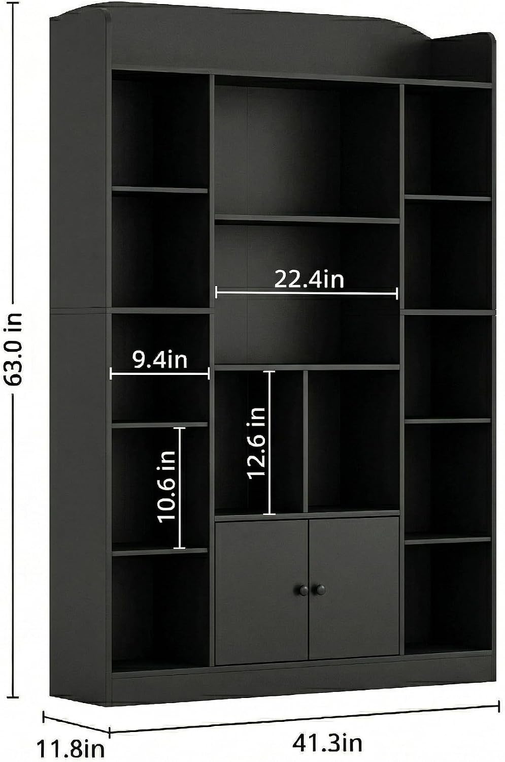 Cubby Bookcase with Storage Cabinets