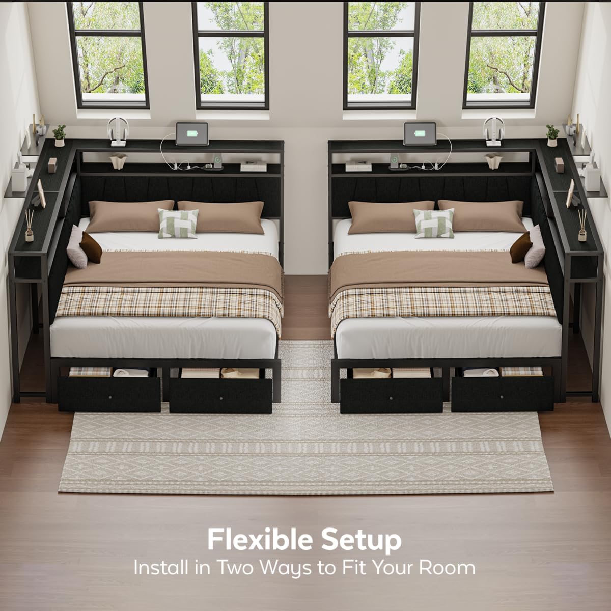 Queen Daybed with LED & Drawers