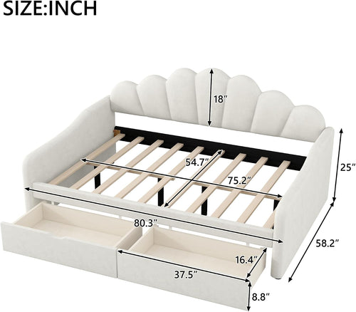 Full Upholstered Daybed with Drawers