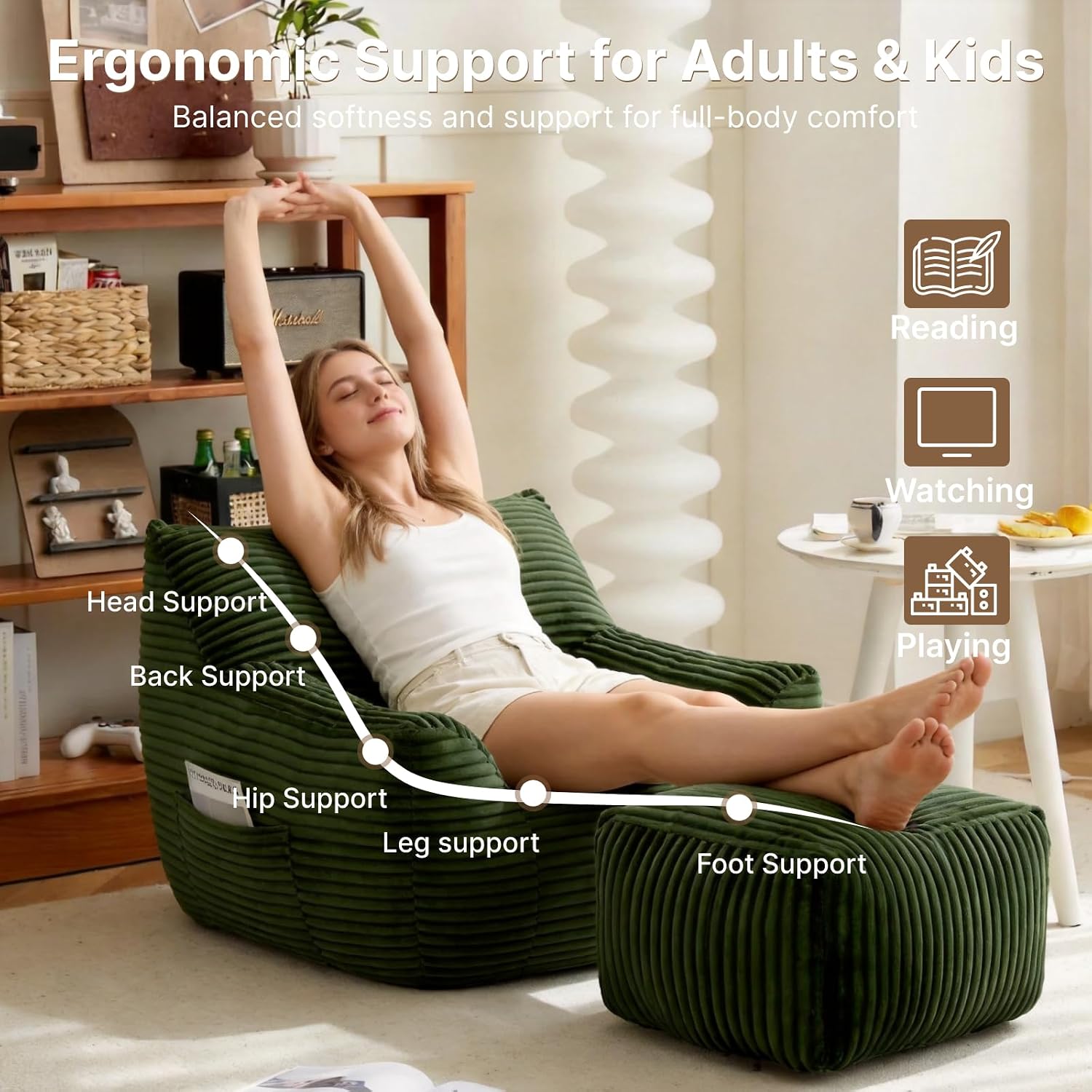 Oversized Bean Bag Chair Set