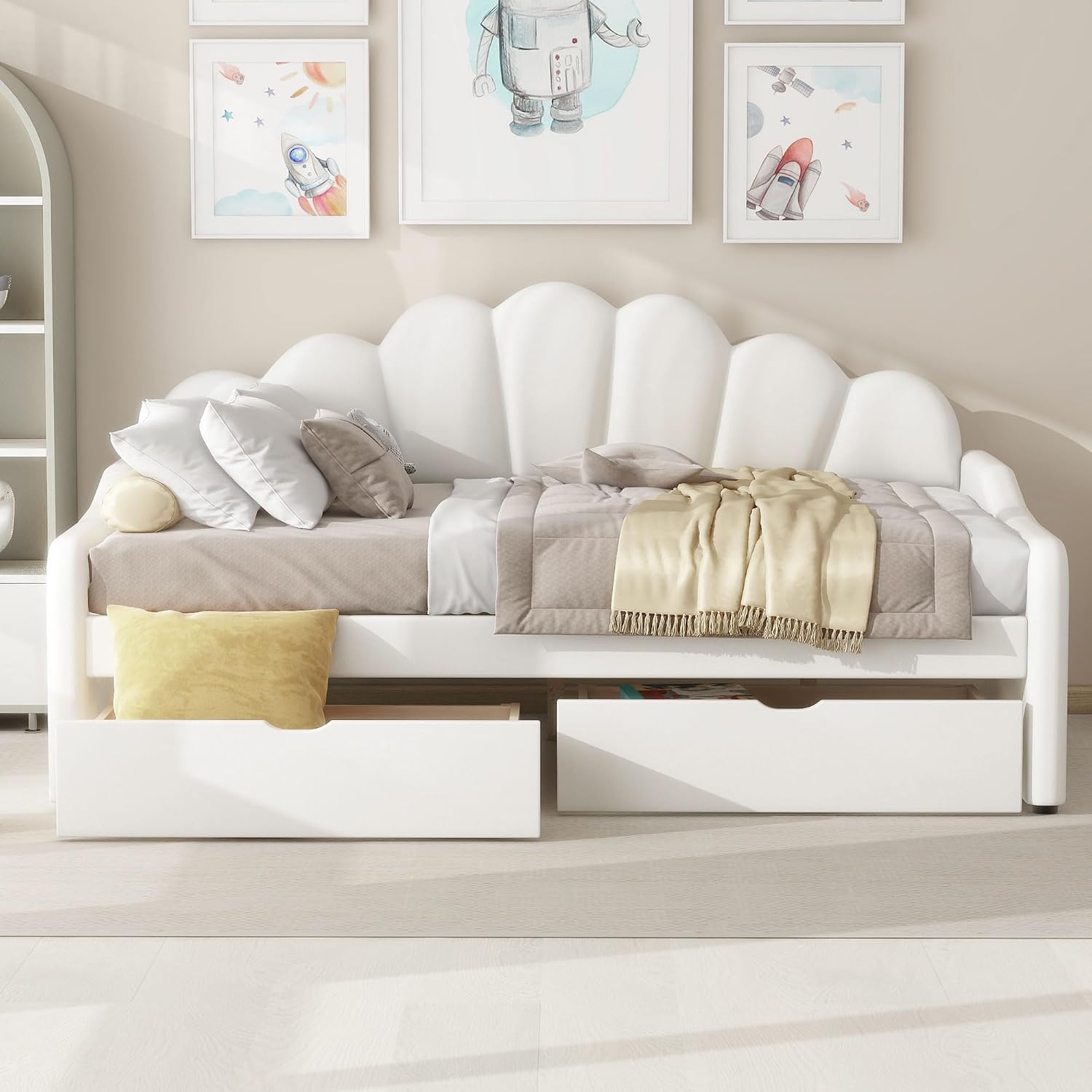 Full Upholstered Daybed with Drawers