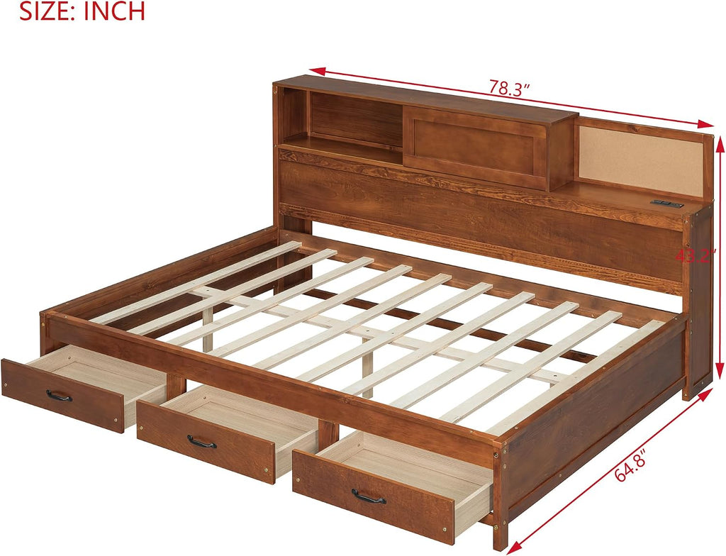 Full Wooden Daybed with Drawers