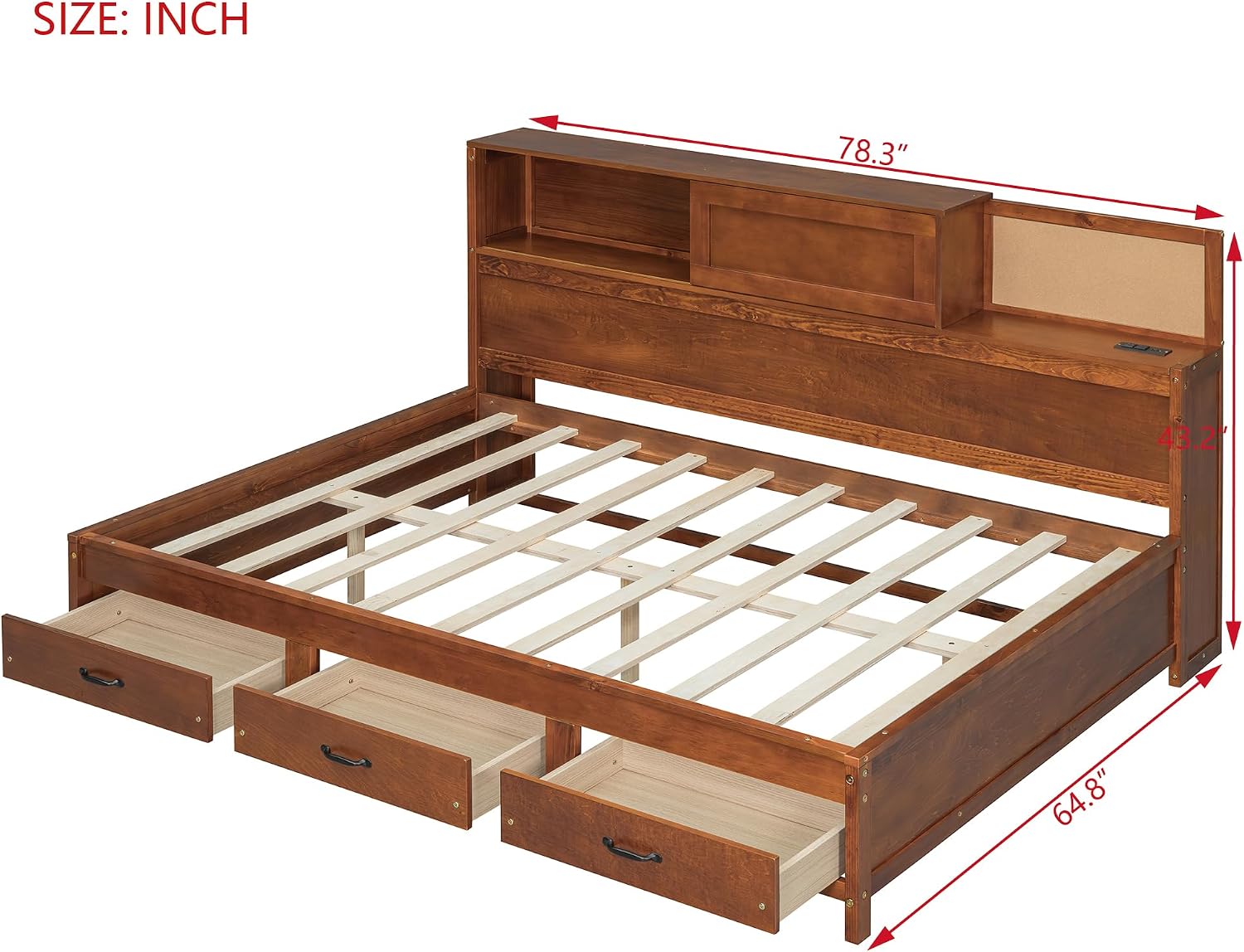 Full Wooden Daybed with Drawers