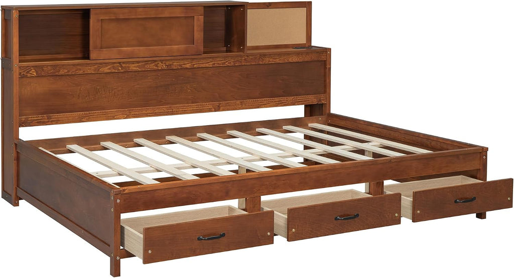 Full Wooden Daybed with Drawers