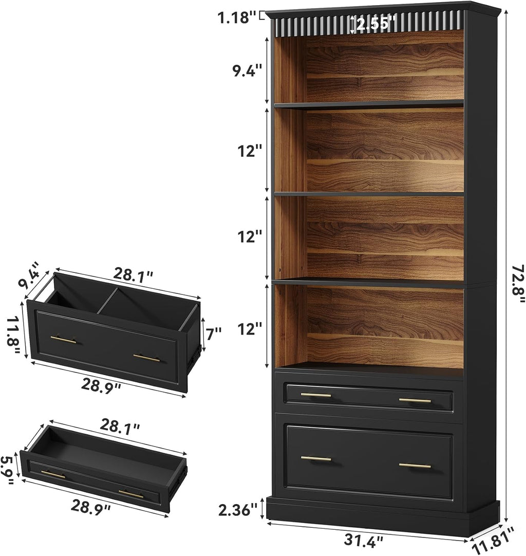 Tall Bookcase with Drawer Cabinet