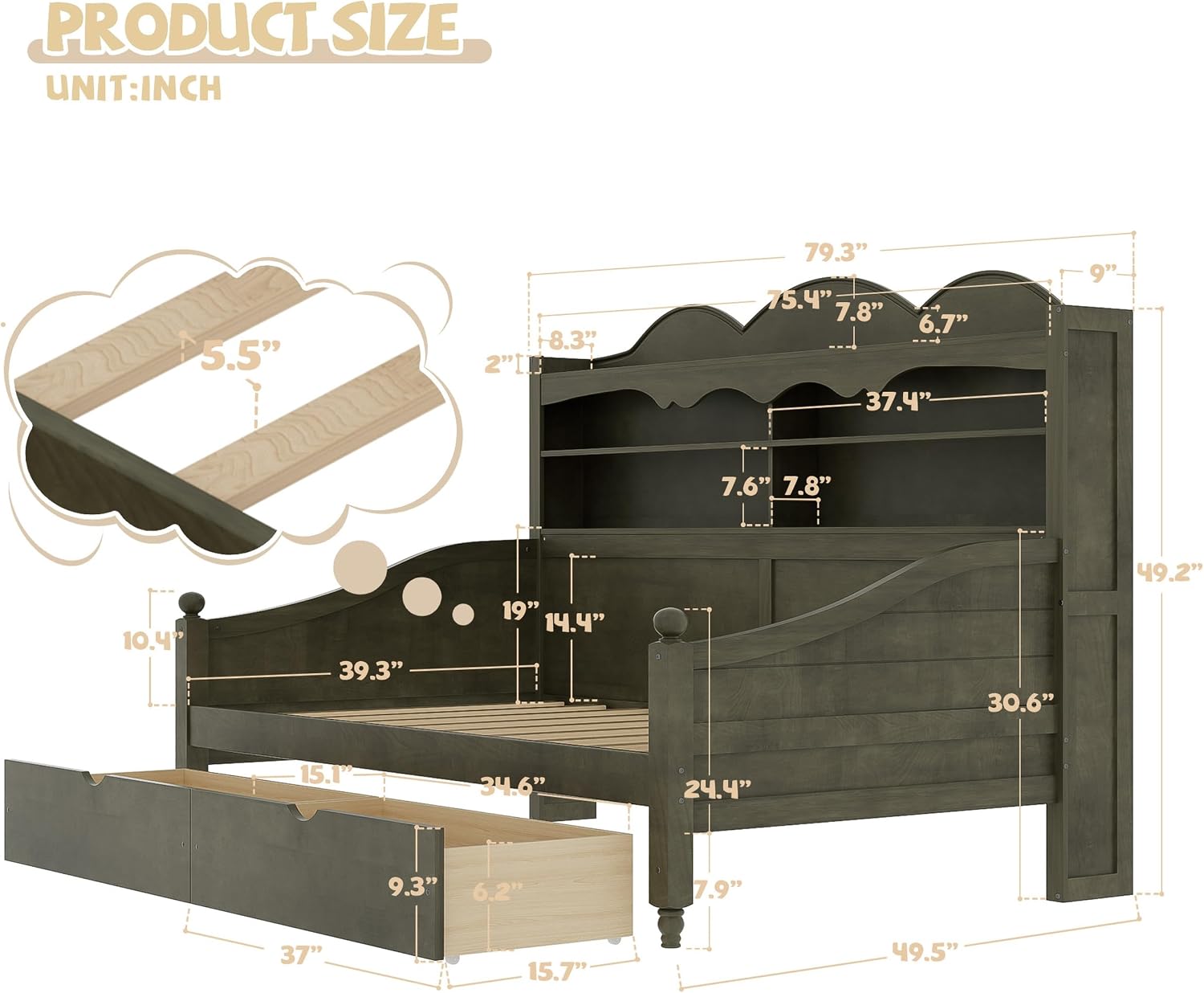 Twin Daybed with Storage Drawers