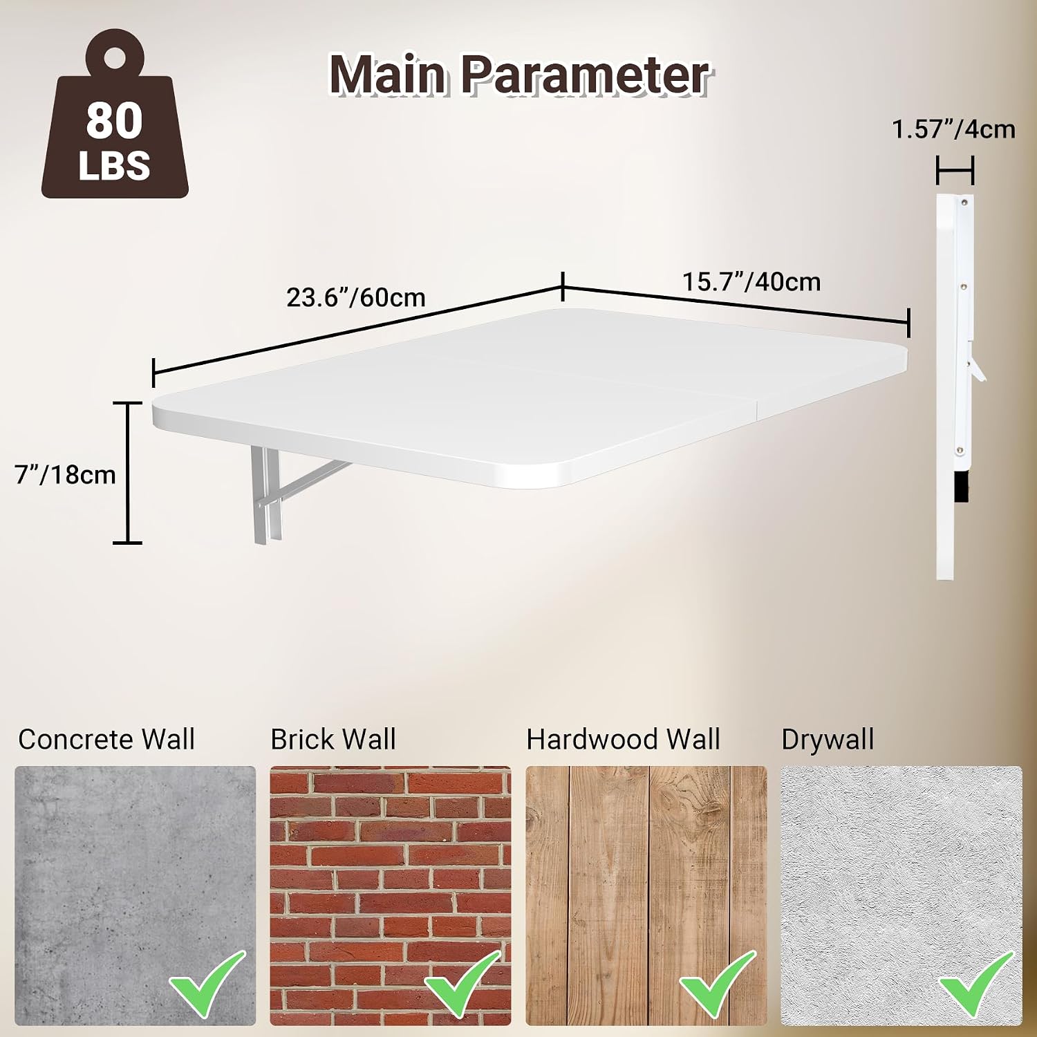 Wall Mount Folding Drop‑Down Desk