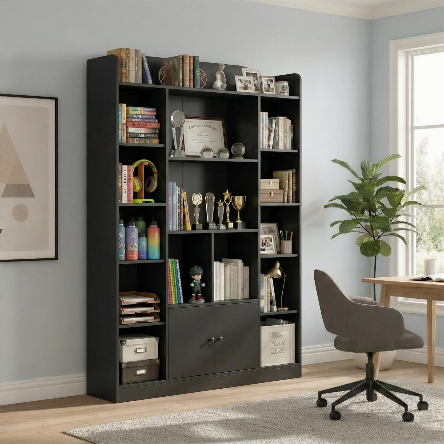 Cubby Bookcase with Storage Cabinets
