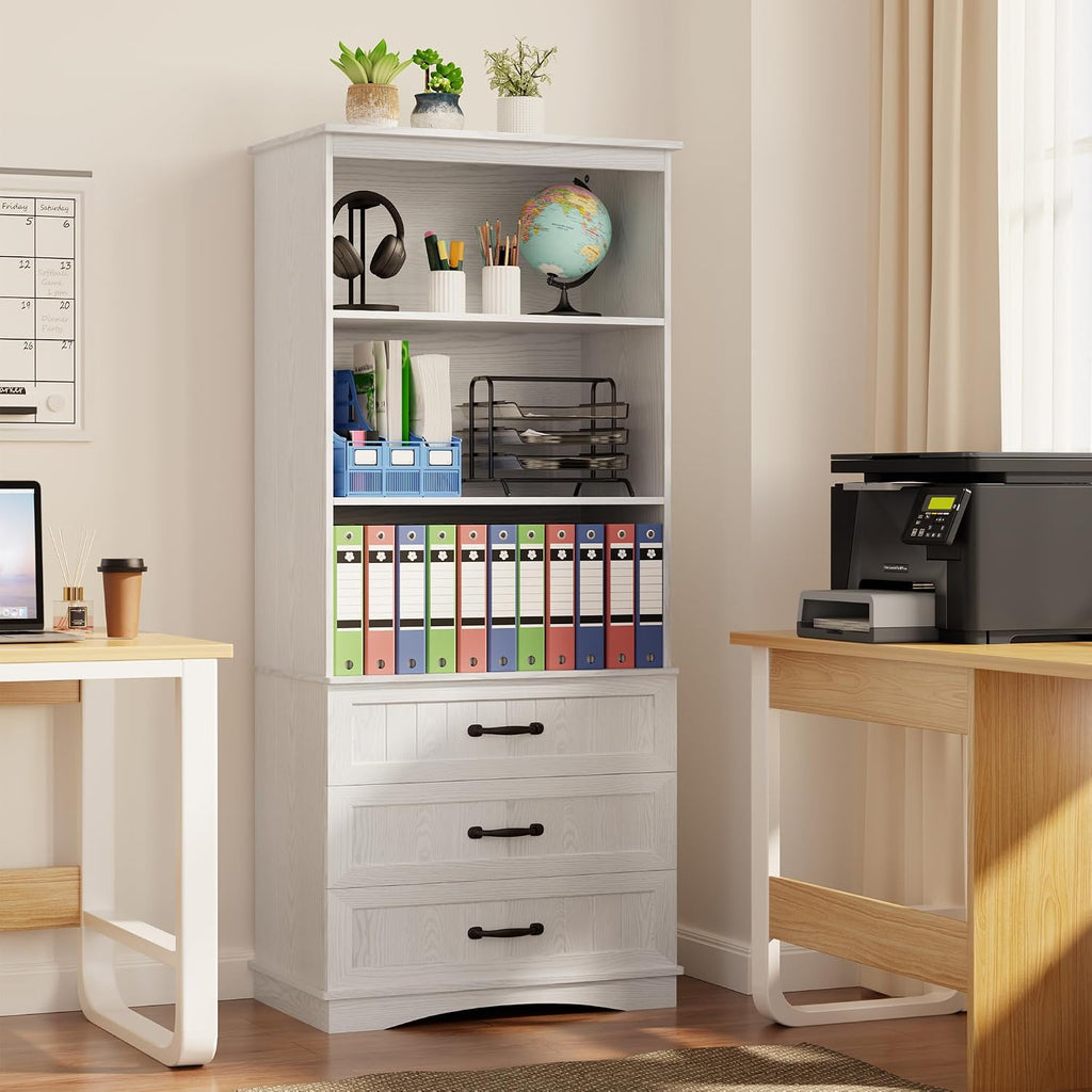 Wooden Bookcase with Drawer Cabinet