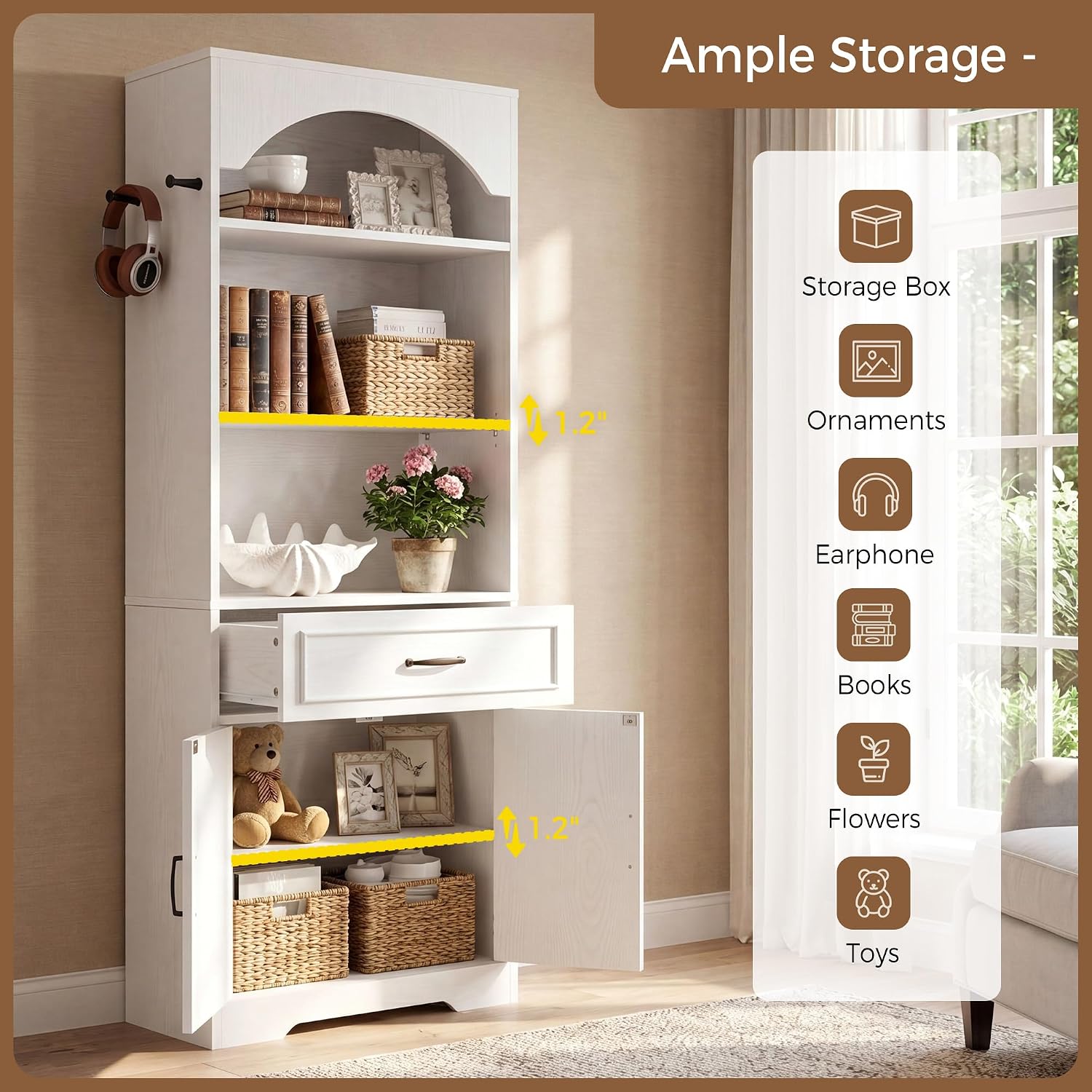 Tiered Bookcase with Storage Cabinet