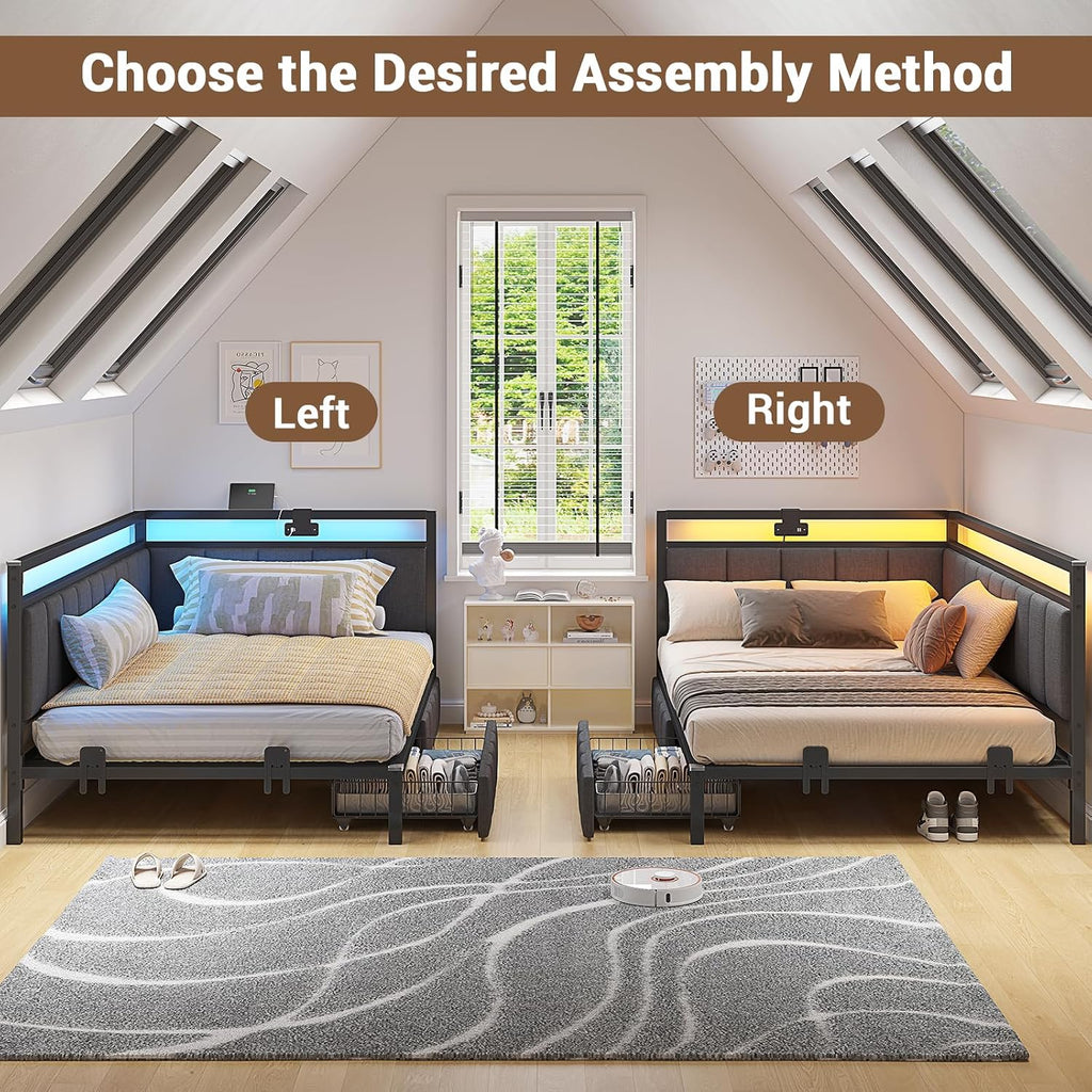 Twin Upholstered LED Daybed