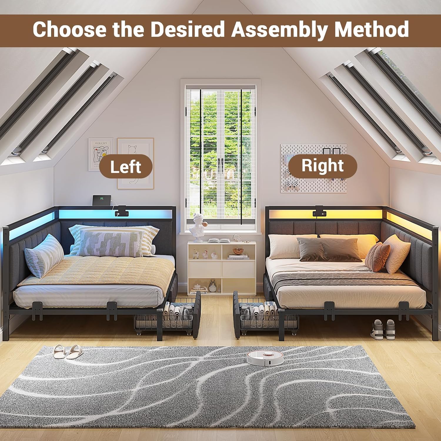 Twin Upholstered LED Daybed