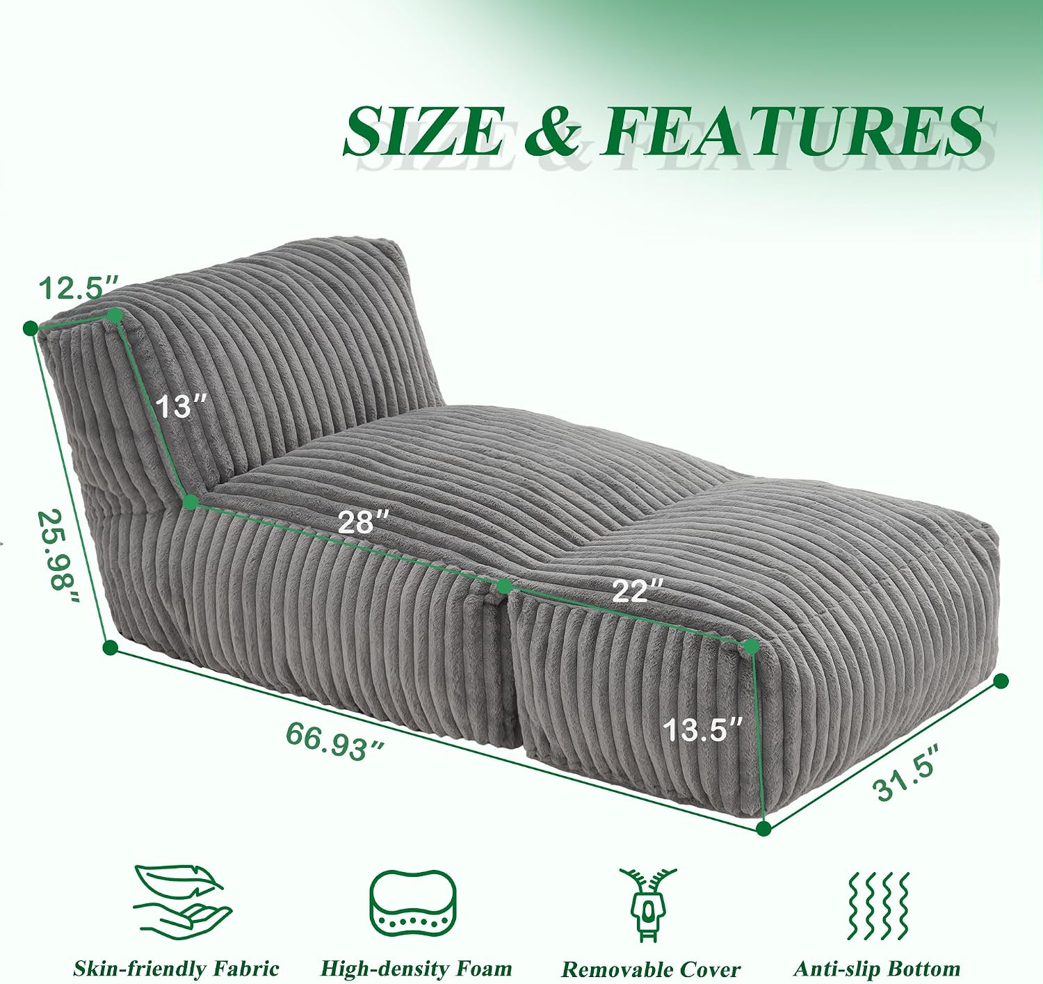 Oversized Foam Bean Bag Sofa