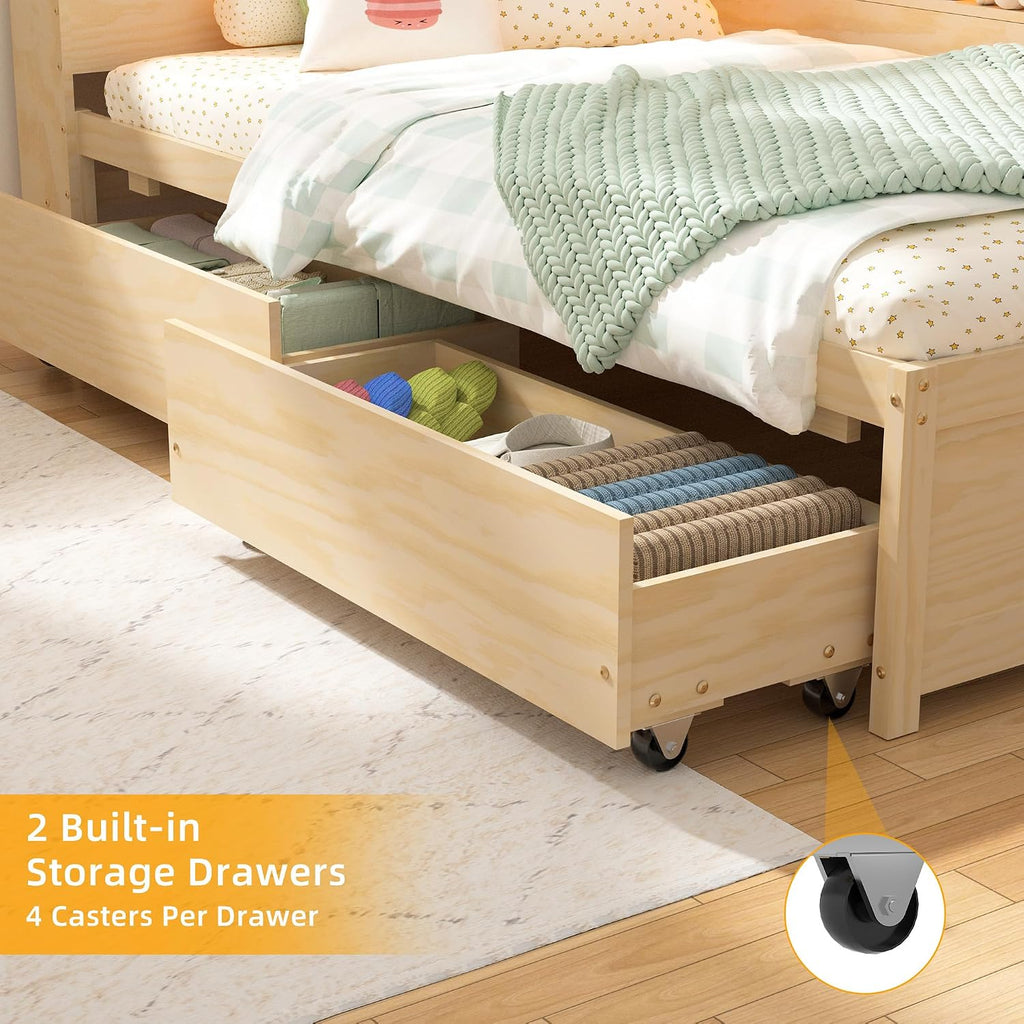 Twin Daybed with Bookcase & Drawers
