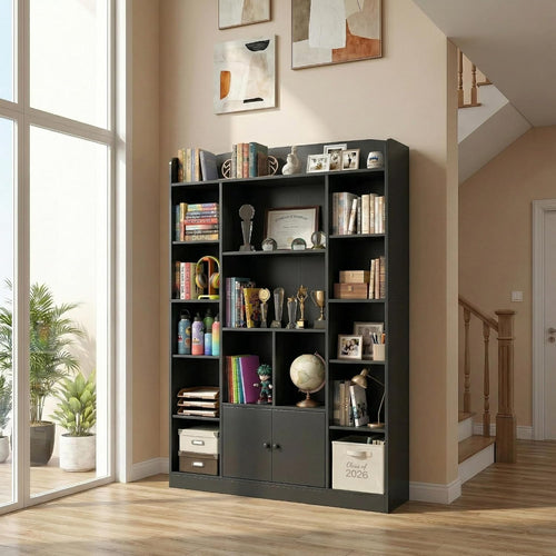 Cubby Bookcase with Storage Cabinets