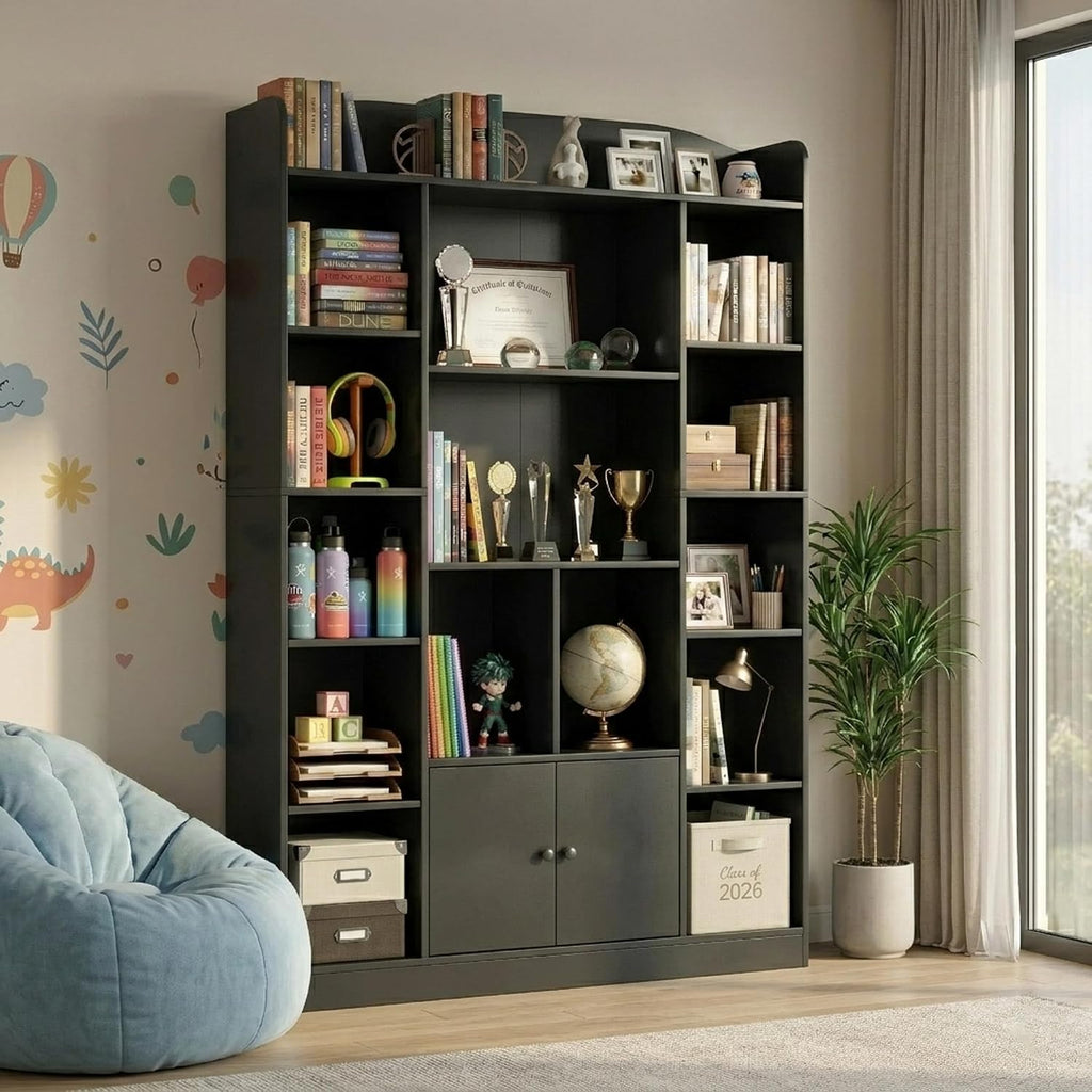 Cubby Bookcase with Storage Cabinets