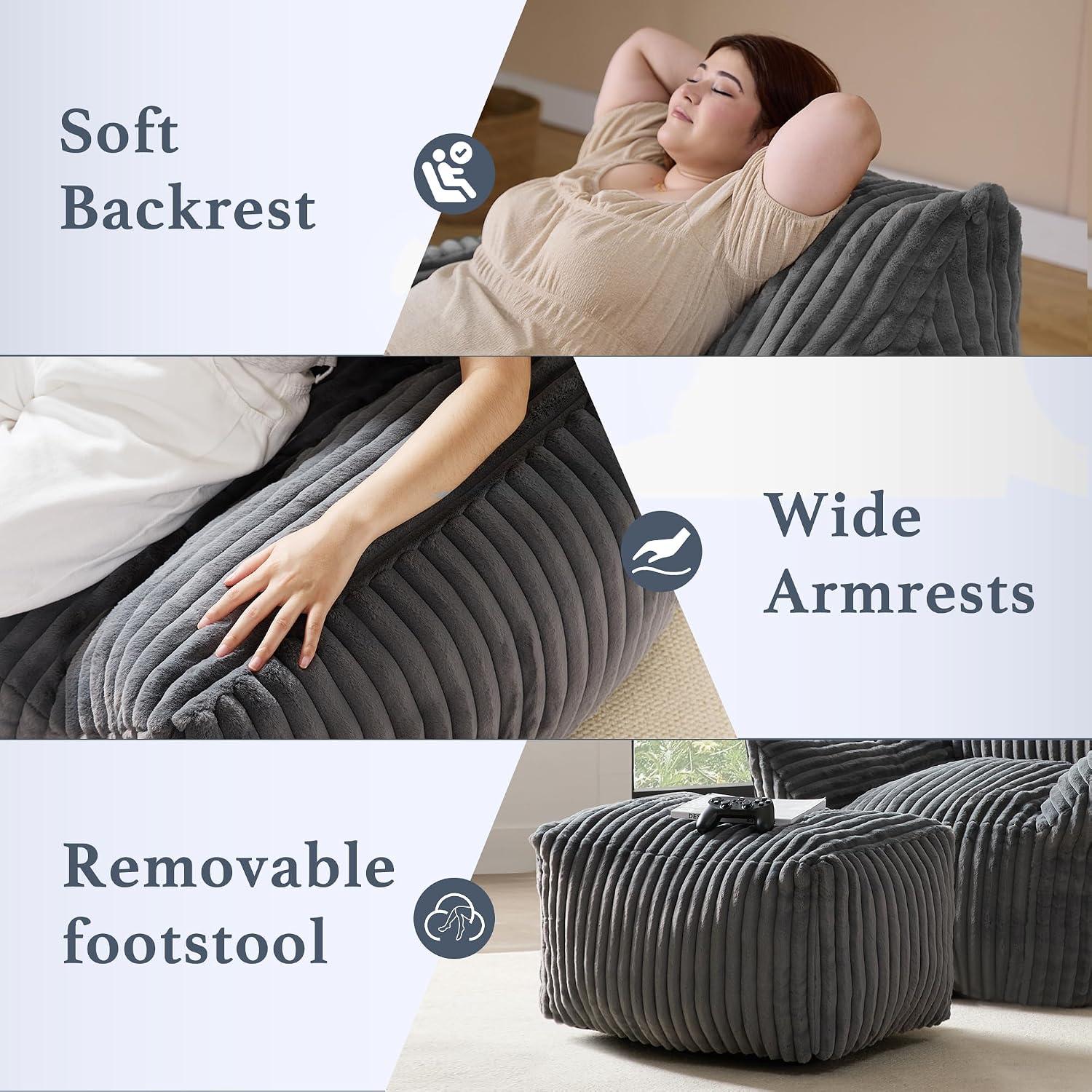 Giant Bean Bag Chaise Lounge Set