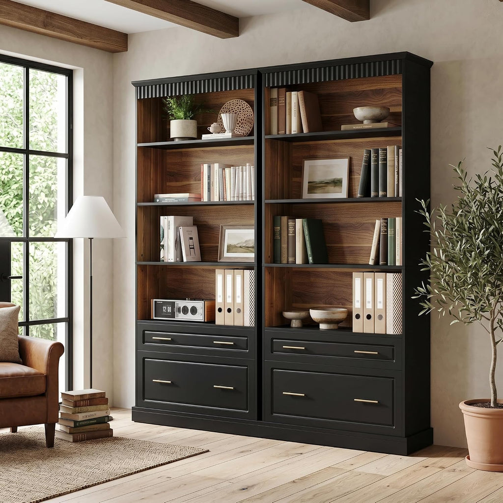 Tall Bookcase with Drawer Cabinet