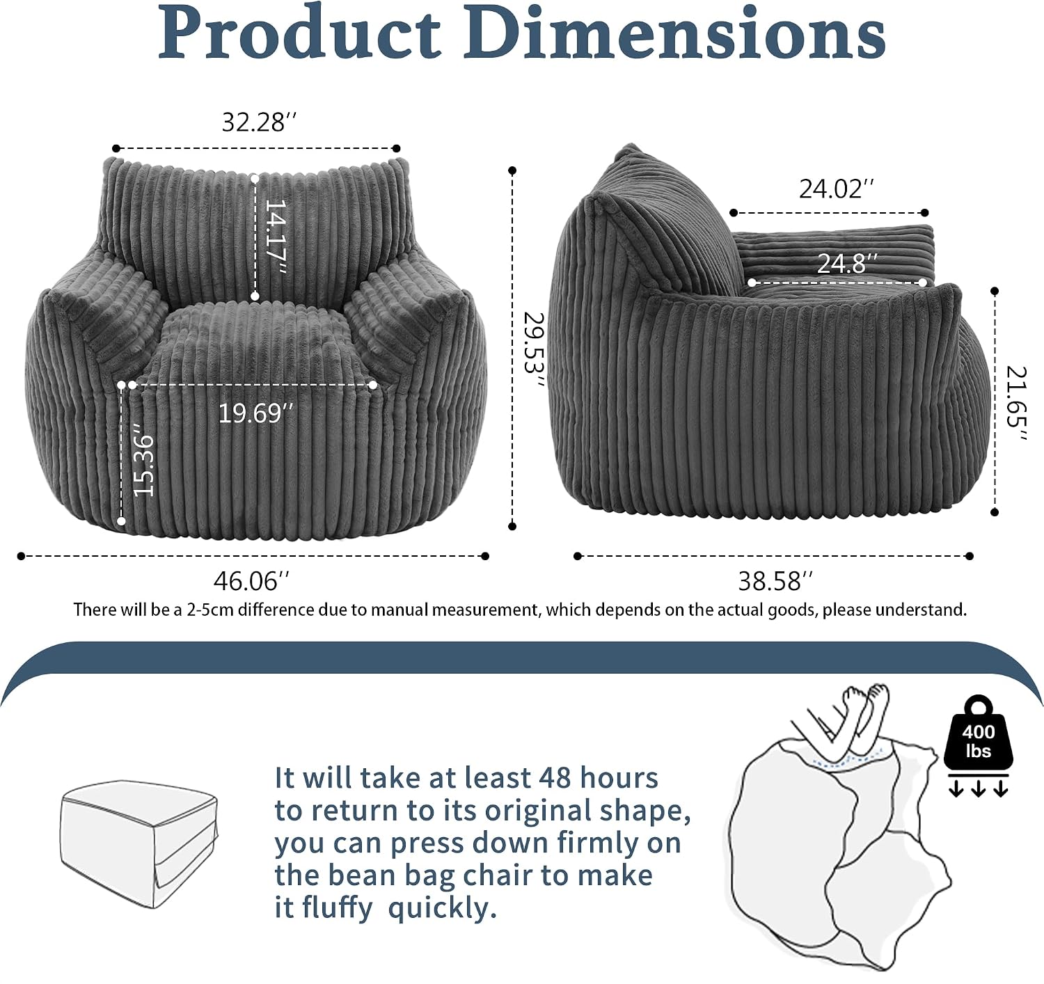 Oversized Plush Bean Bag Chair