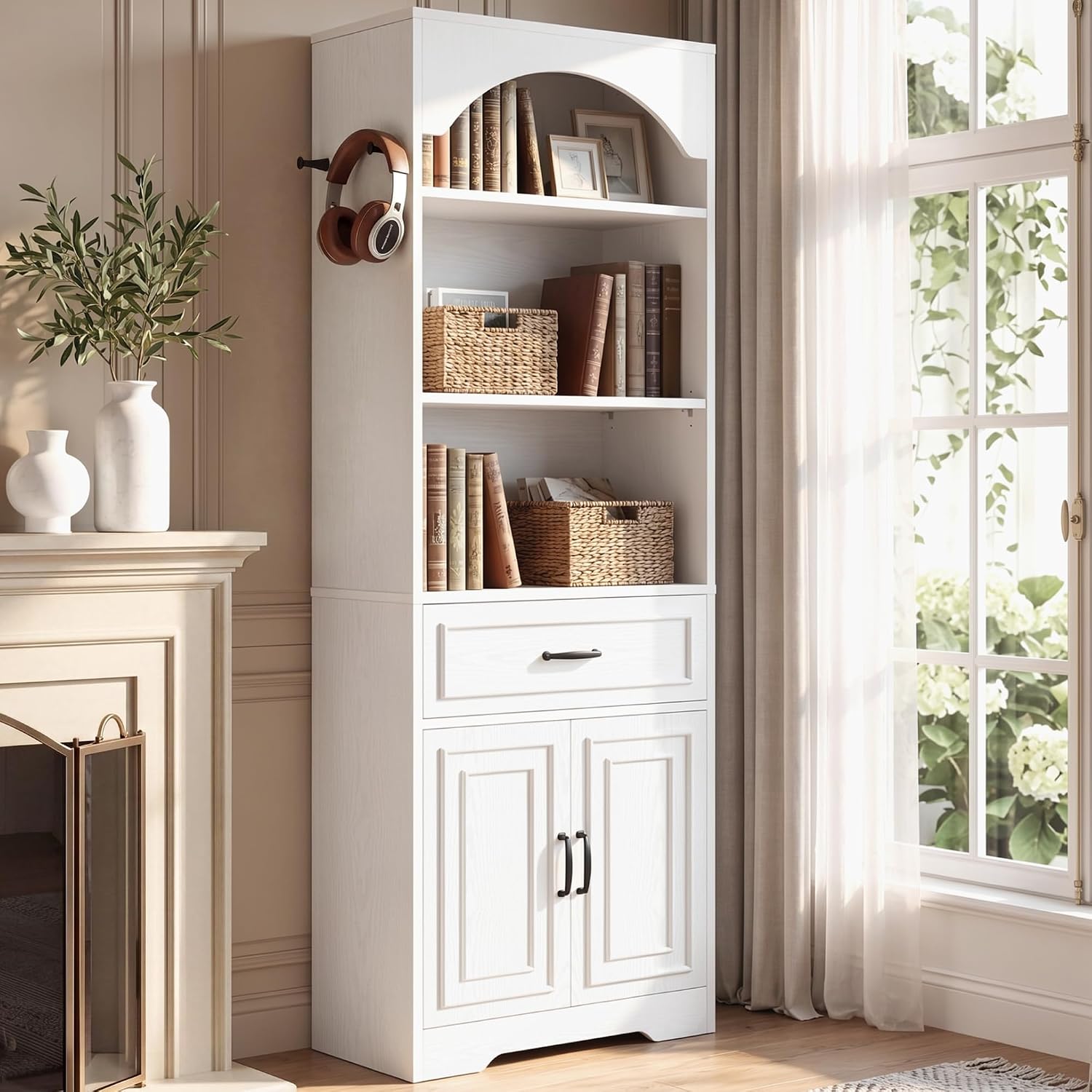 Tiered Bookcase with Storage Cabinet