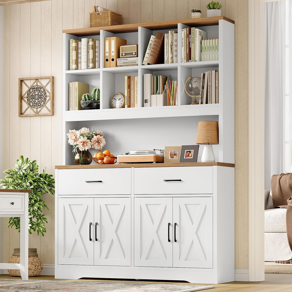 Tiered Bookcase with Drawer Cabinet
