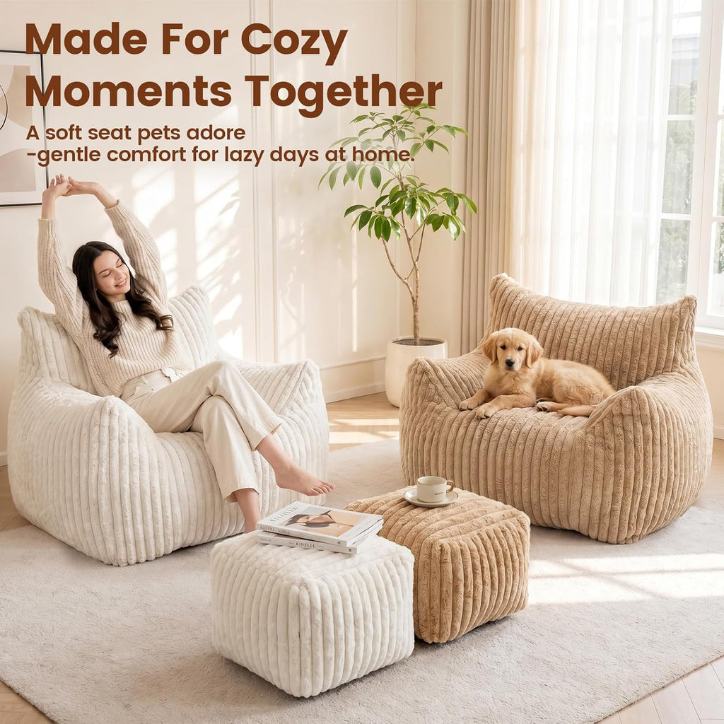Large Bean Bag Chair with Ottoman