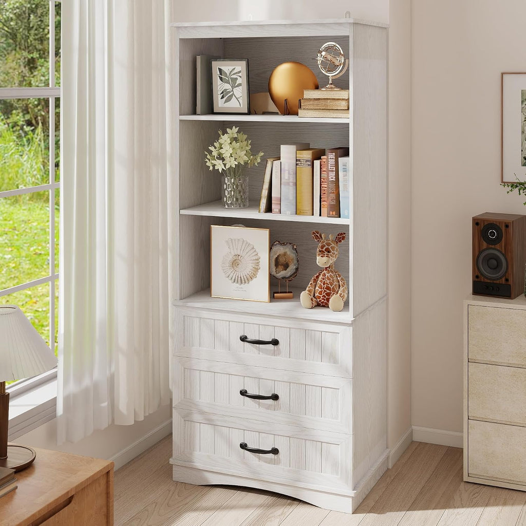 Wooden Bookcase with Drawer Cabinet