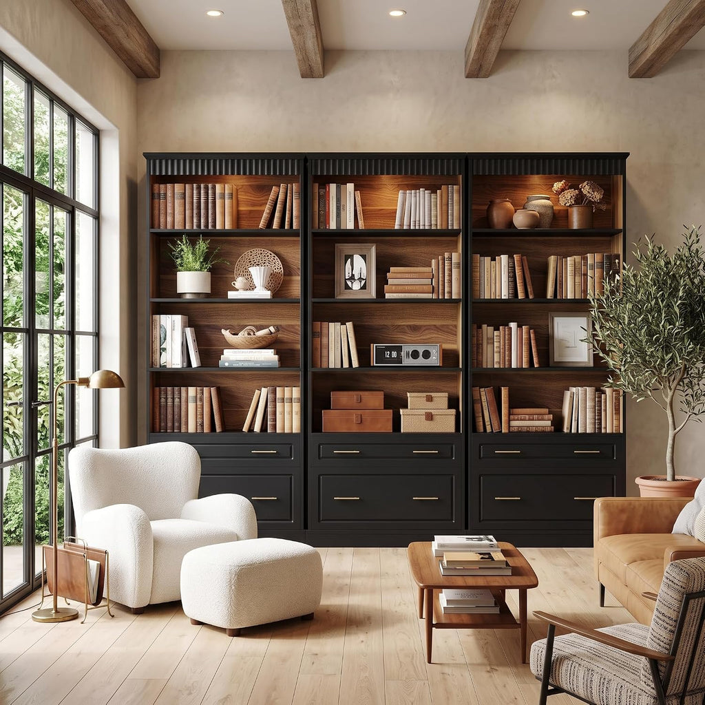 Tall Bookcase with Drawer Cabinet