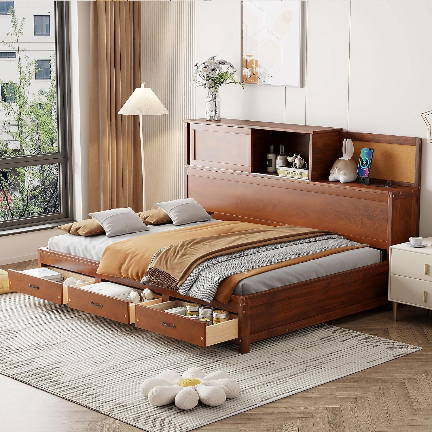 Full Wooden Daybed with Drawers