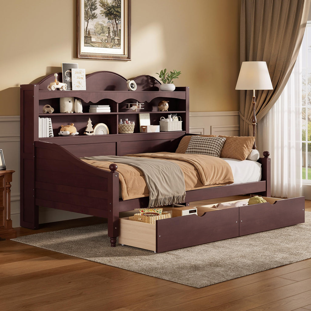 Wooden Twin Daybed with Drawers